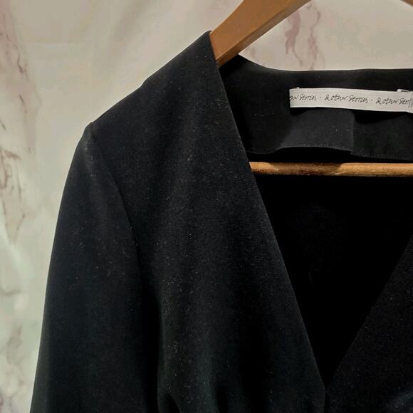 & Other Stories Dress Womens 6 Small Black Mini Skater Button V Plested Quarter - Picture 2 of 14